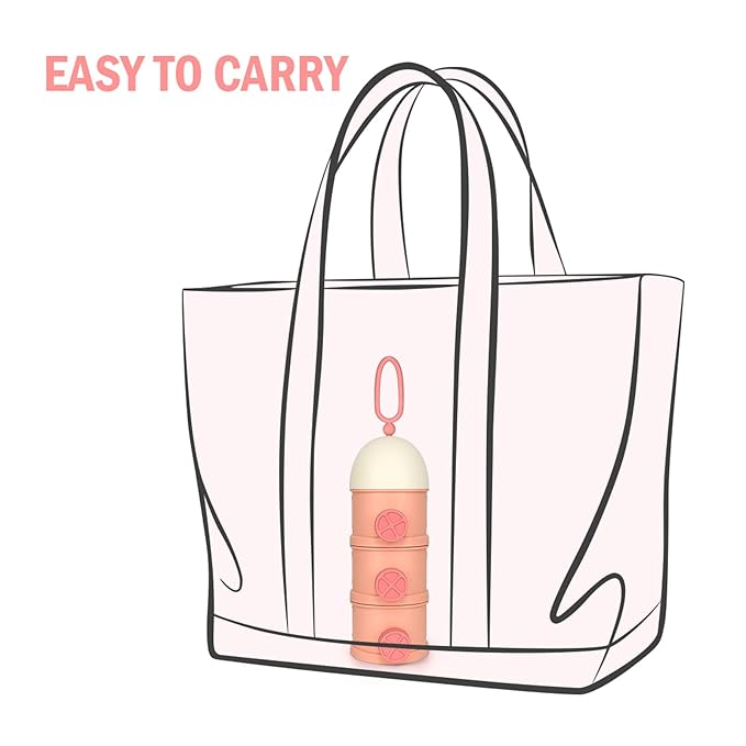 Accmor Formula Dispenser On The Go, 3 Layers Stackable Formula Container to Go, Non-Spill Portable Milk Powder Baby & Kids Snack Container, Pink-CubbioJoy