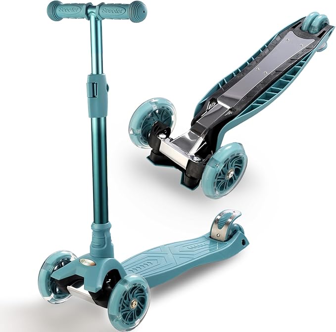 3 Wheel Scooter for Kids Ages 6-12,Kids Scooter with Light Up Wheels, Sturdy Deck Design, and 4 Height Adjustable Suitable for Kid Ages 3-12-CubbioJoy
