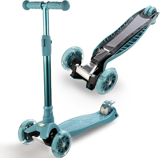 3 Wheel Scooter for Kids Ages 6-12,Kids Scooter with Light Up Wheels, Sturdy Deck Design, and 4 Height Adjustable Suitable for Kid Ages 3-12-CubbioJoy