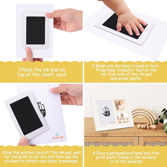 BEBOAN Inkless Hand and Footprint Kit, Baby Footprint Kit, Baby Keepsake Frames and Letter DIY Sticker, Personalized Baby Gifts, Dog Paw Print Kit, Pet Paw Print Impression Kit-CubbioJoy