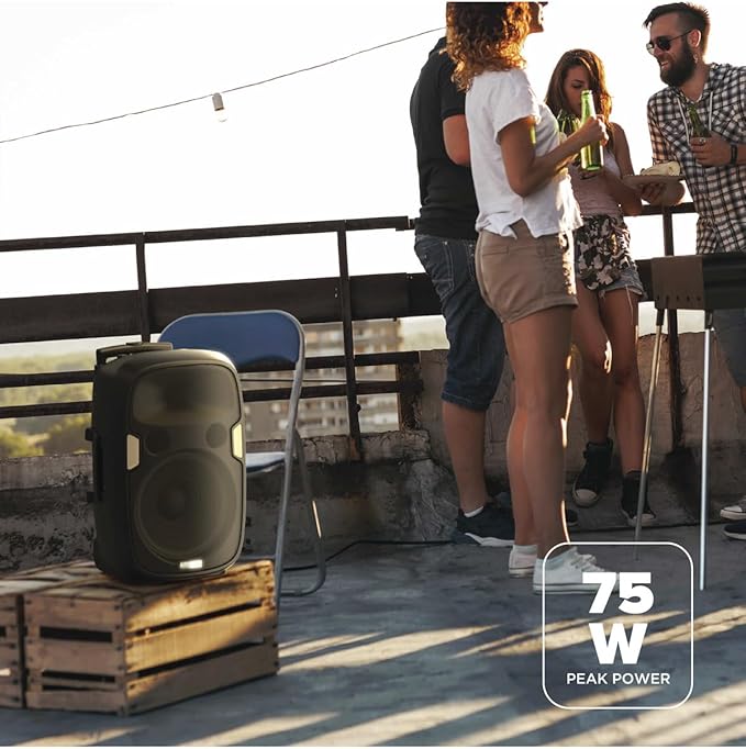 Altec Lansing SoundRover 75 Wireless Speaker 75W Bluetooth Speaker with a Long Lasting 10 Hour Battery, 50 Foot Range, Multi LED Party Modes, True Wireless Pairing, Bonus Microphone-CubbioJoy