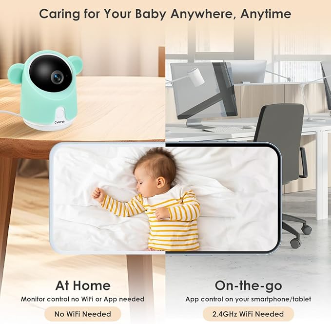 Baby Monitor with Camera and Audio, 1080P Baby Camera Monitor WiFi Smartphone App Control Night Vision 4.3” Screen 2-Way Talk Temperature & Humidity Sensor Lullabies Motion & Cry Detection iOS/Android-CubbioJoy