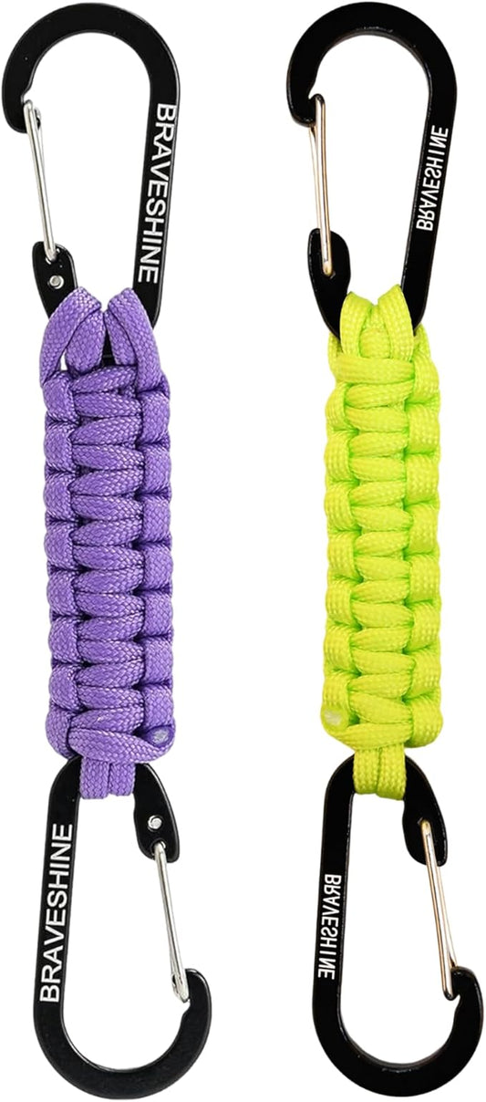 BRAVESHINE Paracord Keychain Carabiner Clip, D Ring Lanyard Hanger Stroller Hook for Water Bottle, Key, Backpacks, Men, Women-CubbioJoy