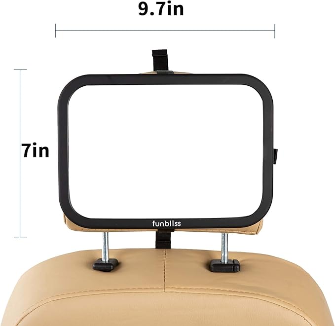 Baby Car Mirror Most Stable Backseat Mirror with Premium Matte Finish,Ultra High Definition PMMA Material, Secure and Shatterproof,Black-CubbioJoy