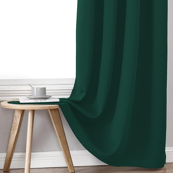 ChrisDowa 100% Blackout Curtains 120 inch Long for Bedroom with Black Liner, 2 Thick Layers Total Blackout Thermal Insulated Grommet Long Window Curtains 2 Panels Set (Forest Green, 52 x 120 Inch)-CubbioJoy