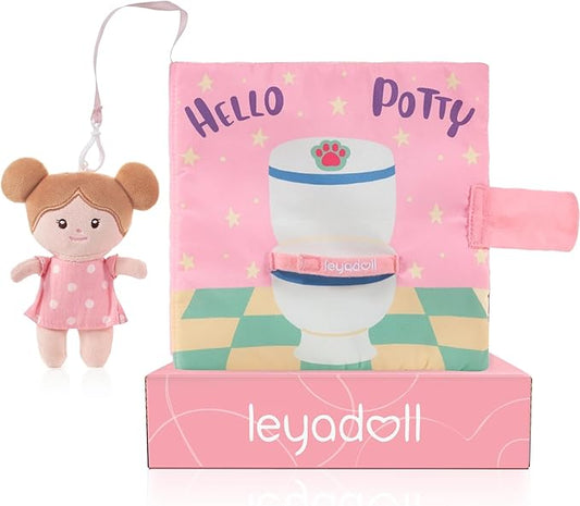 Interactive Sensory Soft Cloth Book, Educational Crinkle Quiet Activity Busy Book for Babies,Toddler Travel Toy Gift for Boys and Girls (Hello Potty)-CubbioJoy