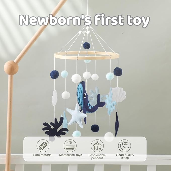 Baby Mobile Wind Chime Sea Creatures, Whale Mobile Wind Chime, Baby Bed Hanging Game Mobile for Children's Room Children's Bed Decor-CubbioJoy