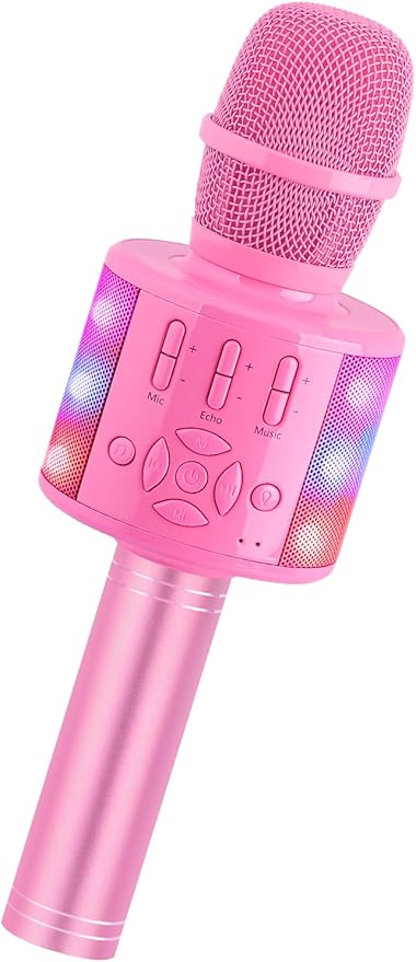 Amazmic Toys for Girls, Kids Karaoke Microphone Toddler Microphone for Kids with Lights, Birthday Gift for Girls, Boys Toy Age 3 4 5 6 7 8 9 10-14+(Pinkcolor)-CubbioJoy