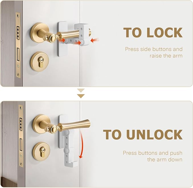 Child Proof Door Lever Lock - Door Locks for Kids Safety - Door Knob Child Proof - Baby Proofing 3M Adhesive - Door Handle Child Proof - White Baby Safety Locks for Toddlers - 1 Pack-CubbioJoy