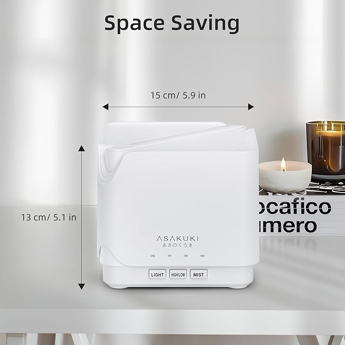 ASAKUKI Essential Oil Diffuser, Multifunctional Ultrasonic Aromatherapy Fragrant Oil Vaporizer Humidifier with Timer, Auto-Off Safety Switch, and 7 LED Light Colors, 700 ml (White)-CubbioJoy