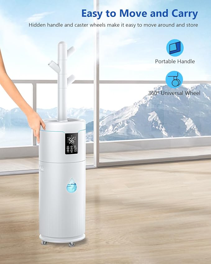 17L/4.5Gal Ultra Large Humidifiers for Bedroom 2000 sq ft, Quiet Humidifiers for Large Room, Tower Humidifier with 4 Mist Mode & Extension Tube for Home School Office Commercial Greenhouse Plants-CubbioJoy