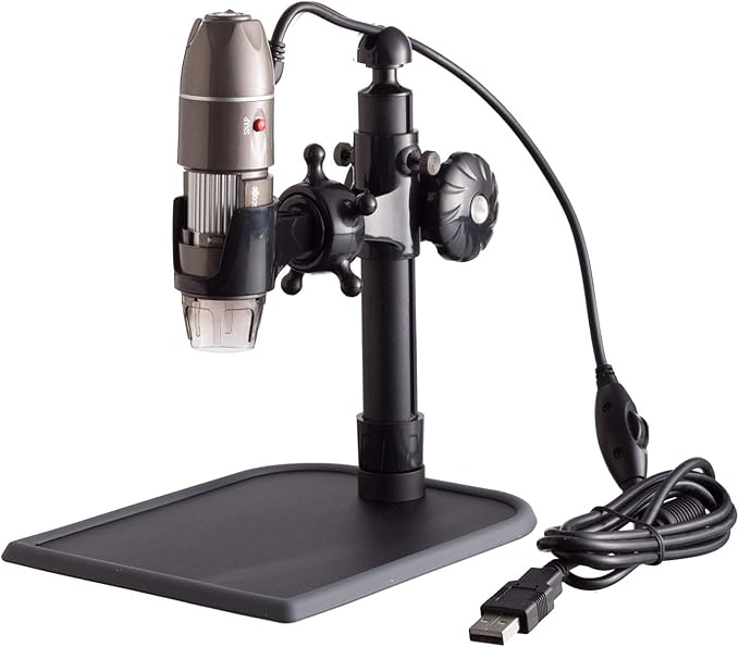 Amscope UBW500X0200M Digital 2MP USB Microscope, 5X-500X Magnification, 4X 3D Digital Zoom, Built-In Eight LED Light Source, Table Stand, Includes Software CD-CubbioJoy
