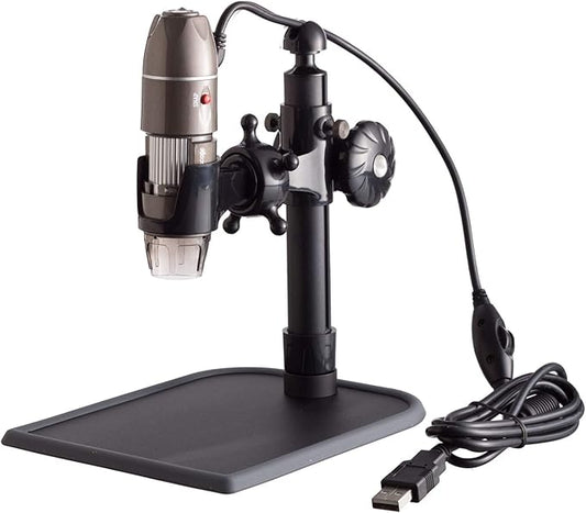 Amscope UBW500X0200M Digital 2MP USB Microscope, 5X-500X Magnification, 4X 3D Digital Zoom, Built-In Eight LED Light Source, Table Stand, Includes Software CD-CubbioJoy