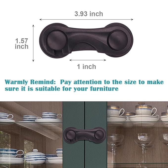 Cabinet Locks Baby Proofing, Childproof Cabinet Locks 10 Pack with Adhesive for Protecting Kids and Toddlers, Child Safety Lock for Drawer Cupboards Closet and Pantry Door (Black)-CubbioJoy