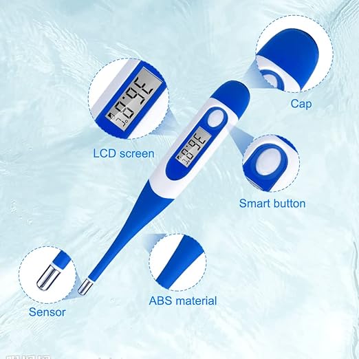Berrcom Digital Thermometer for Adults, Oral and Underarm Thermometer for Baby and Kids Medical Thermometer with Fever Alarm Rectal Thermometer with Soft Tips-CubbioJoy