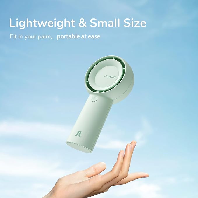 JISULIFE Portable Handheld Turbo Fan [16H Max Cooling Time], 4000mAh USB Rechargeable Personal Battery Operated Lash Small Pocket Fan with 5 Speeds for Travel/Outdoor/Vacation/Concerts - Green-CubbioJoy