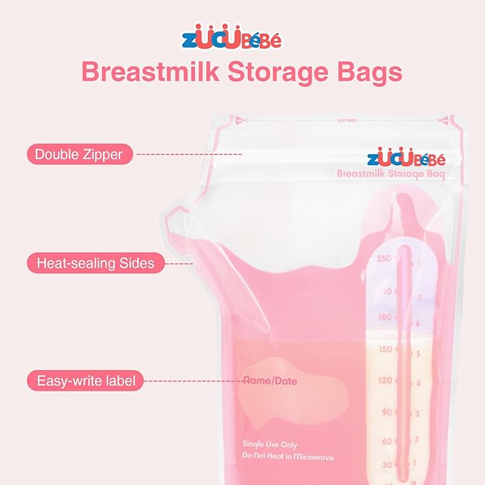 Breastmilk Storage Bags(180 Count)，8oz Milk Storage Bags for Breastfeeding，BPA Free with Easy Pour Spout, Self Standing, for Refrigeration and Freezing-CubbioJoy