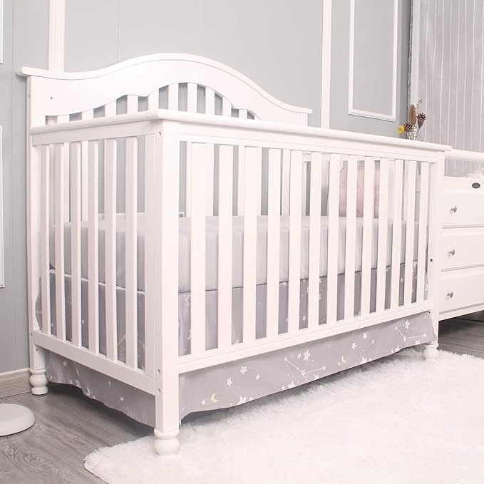 Belsden 3 Piece Crib Bedding Set for Baby Boys Girls, Classic Nursery Bedding Essential Including Comforter, Crib Sheet and Crib Skirt, Ultra Soft Cozy, Star Light Grey-CubbioJoy