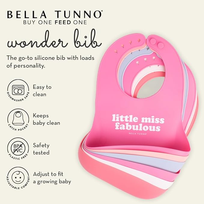 Bella Tunno Baby Bib for Eating, Waterproof Silicone Bib with Large Food Catcher, Adjustable Fit for Babies 4-12 months & Toddlers 1-3 Years, Boys & Girls, One Man Show-CubbioJoy