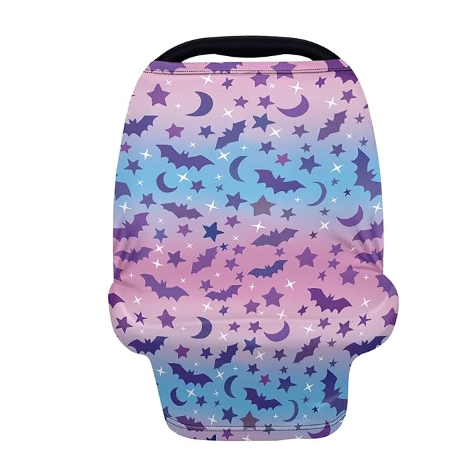 Binienty Halloween Bats Car Seat Cover Canopies for Baby Multi Use Cover Nusring Covers Stretchy Infants Stroller Cover/High Chair/Breastfeeding Cover-CubbioJoy