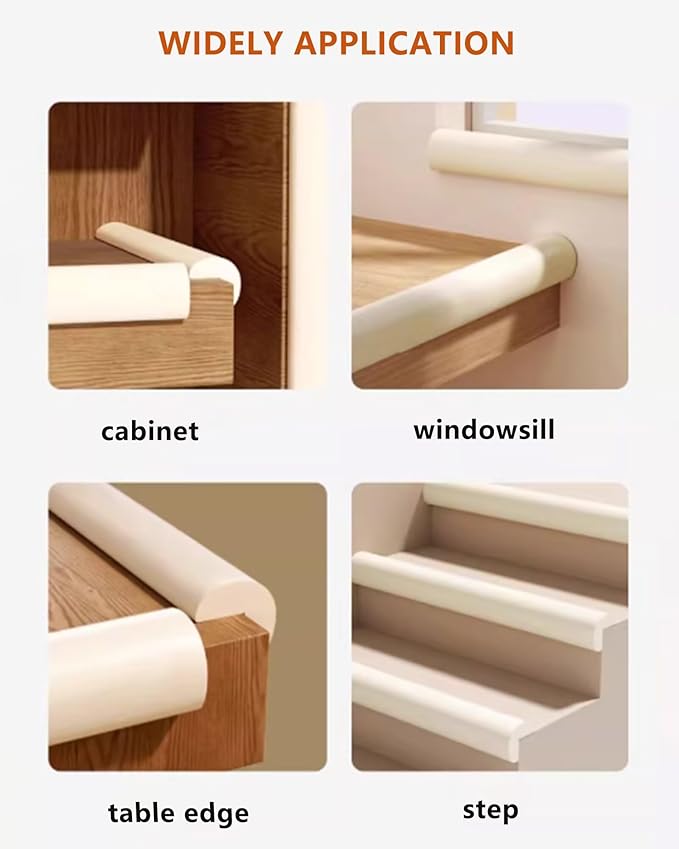 Baby Proof Edge Corner Protector, 16.4FT 0.47''Th L-Shape Furniture Corner & Edge Safety Bumpers with 10 Corners, Pre-Taped, Soft NBR Rubber Foam Desk Edge Cushion Wall Corner Protector (Grey)-CubbioJoy