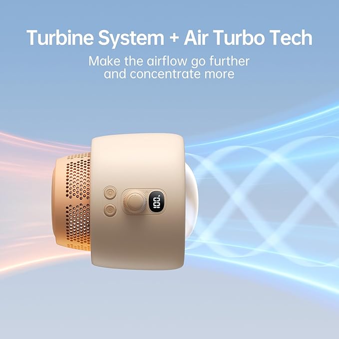 JISULIFE Stroller Fan Baby Large, Safe Bladeless for Crib, Desk, Portable Battery Rechargeable Cooling Fan with Air Turbo Tech, Night Light, Food-Grade Gift for Mom/Dad/Friend - Brown-CubbioJoy