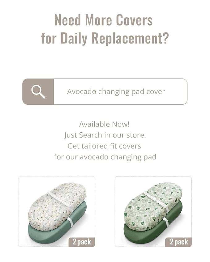 Blissful Diary Muslin Baby Changing Pad with Waterproof Lining Foam, Baby Changing Table Pad with Cover for Dressers (Botanical Leaf, Avocado)-CubbioJoy