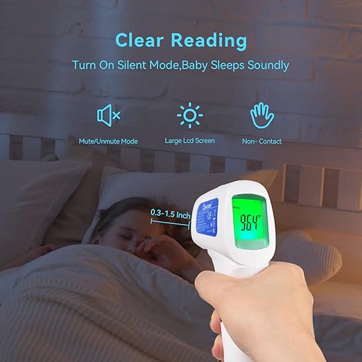 Berrcom Non Contact Forehead Thermometer Digital No-Touch Infrared Thermometers 3 in 1 for Adults and Kids Fever Check Thermometer Temperature Gun for Baby(Included 2X AAA Batteries)-CubbioJoy