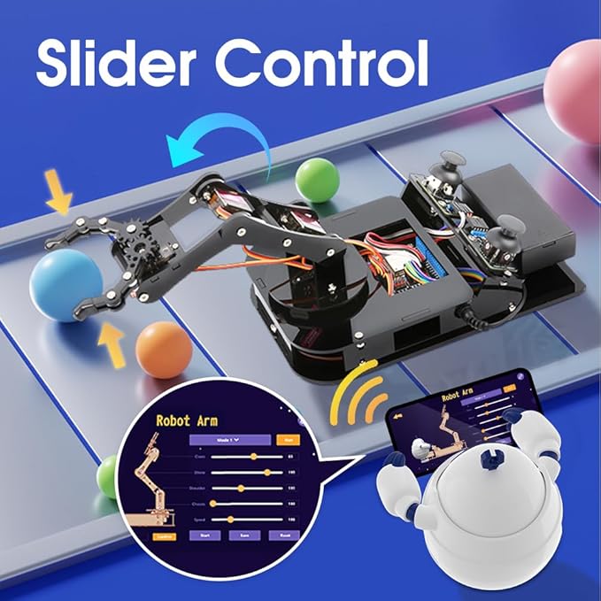 4 DOF ESP32 Robotic Arm Kit for Kids 8-12, Robotics Kit App Remote Control Robot Toys Compatible with Arduino, STEM Educational DIY Robot Arm Kit Gift for Teenagers & Adults-CubbioJoy