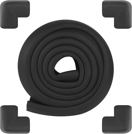 2 Pack L Shape Extra Thick Furniture Table Edge Protectors Foam Baby Safety Bumper Guard 16.4 Ft,Hearth Cushion,for Table, Fireplace, Countertop(with 8 Corners) (Black)-CubbioJoy