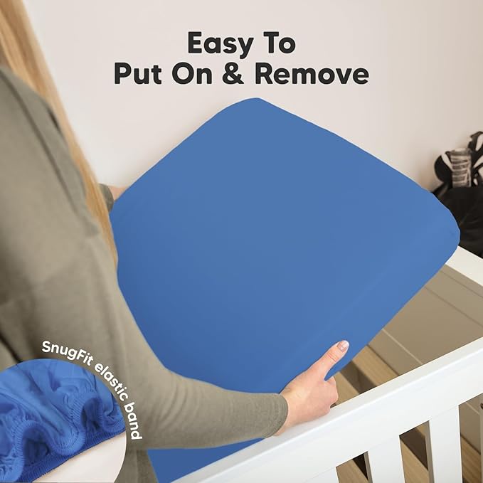 KeaBabies 2-Pack Organic Crib Sheets for Boys, Girls - 52x28 Fitted Crib Mattress Sheet Neutral, Breathable Jersey Cotton Cover for Baby Bed, Toddler Mattress, Soft & Cute Prints (Cornflower)-CubbioJoy