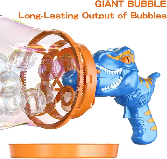 Bubble Machine Gun, Dinosaur Bubble Blower Bubbles Toy for Kids and Toddlers Bubble Maker Christmas Birthday Party Gift for Boys Girls 3 4 5 6 7 8 9(Blue)-CubbioJoy
