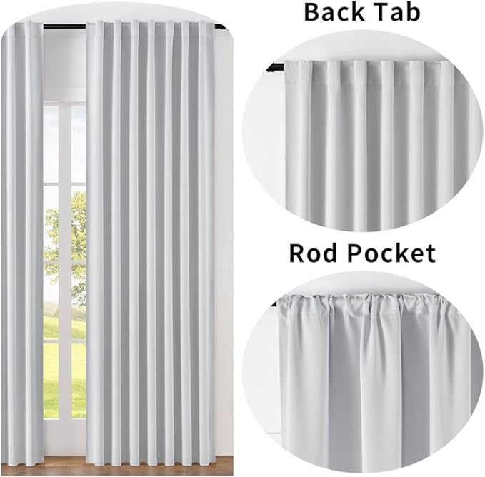 Joydeco Custom Blackout Curtains for Bedroom, 1 Panel Room Darkening Curtains & Drapes for Living Room Window Rod Pocket Back Tab (Custom Size,Greyish White)-CubbioJoy