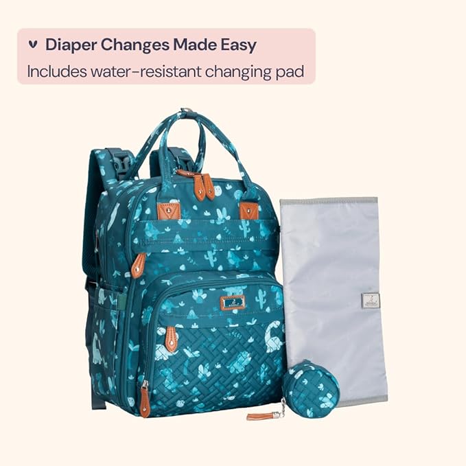 BabbleRoo Diaper Bag Backpack - Baby Essentials, Travel Essentials Baby Bag with Changing Pad, Stroller Straps & Pacifier Case - Unisex, Dino-CubbioJoy