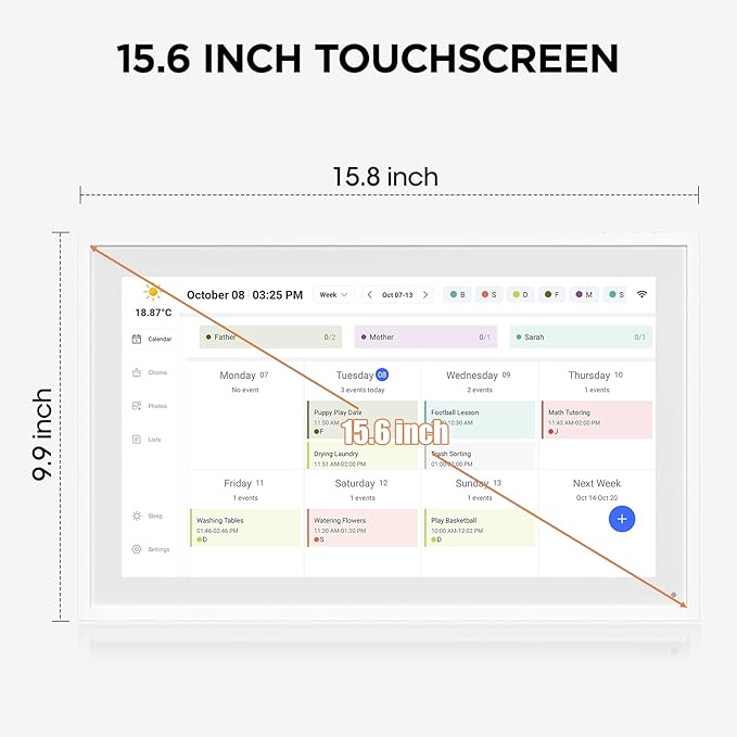 15.6 Inch Smart Digital Calendar, Wall Electronic Calendar, 1920 * 1080 IPS Full HD Touch Screen Display for Family Meal Planner Support - Streamline Household Organization-CubbioJoy