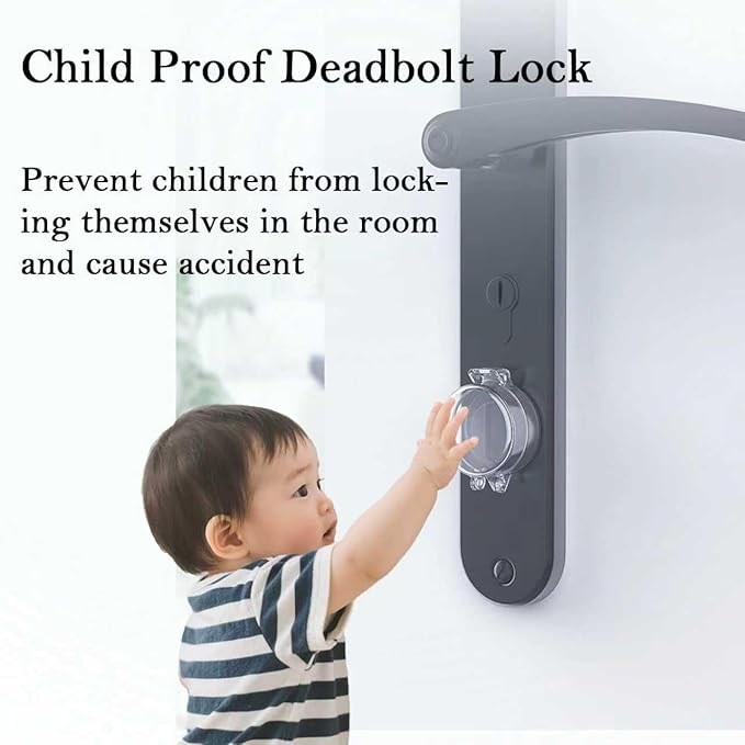 2 Pack Deadbolt Child Safety Lock Cover, Child Proof Door Knob Cover, Large Size Door Safety Deadbolt Lock for Kids, 2.76 * 2.14"-CubbioJoy