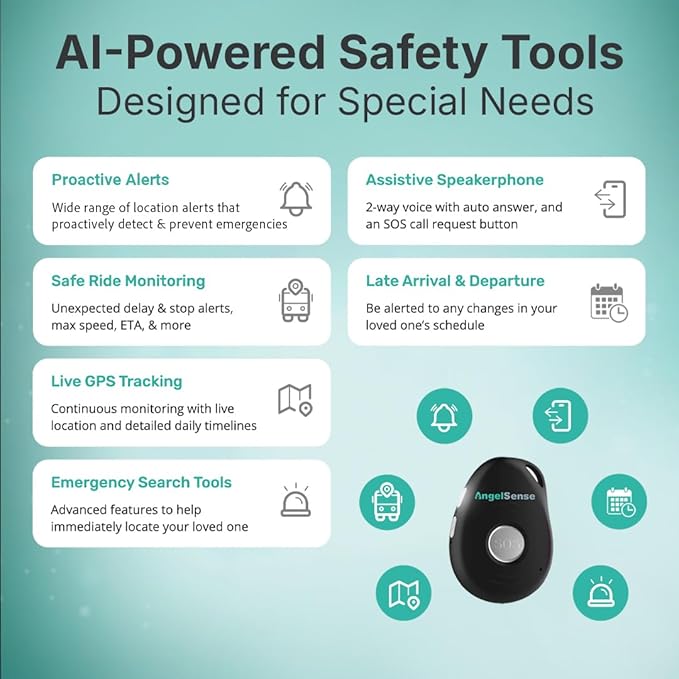 AngelSense Personal GPS Tracker for Kids, Teen, Autism, Special Needs, Elderly, Dementia - 2-Way Auto-Answer Speakerphone & SOS Button - School Bus Tracking - Subscription Required-CubbioJoy