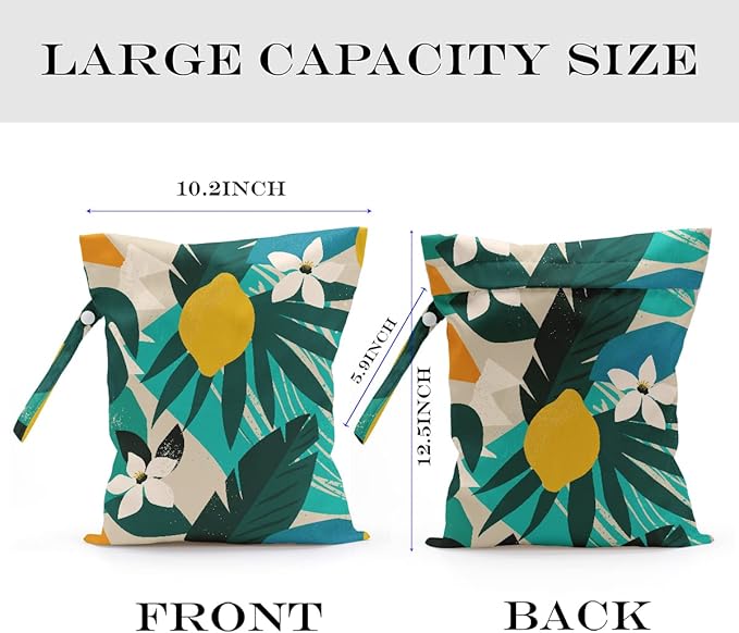 Wet Dry Bag Wet Bag for Swimsuit Travel Beach Pool Stroller Diapers Dirty Yoga Gym Clothes Makeup Bag Waterproof Tropical Palm Leaves Decor Jungle Palm Leaf Favors-CubbioJoy