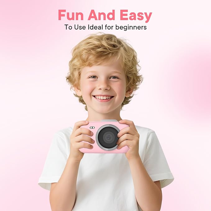 Digital Camera 4K 64MP - Vlogging Camera for Kids & Beginners | 18X Zoom Point and Shoot Camera Anti Shake, Compact with Flash, Gift for Boys Girls(Pink+Silver)-CubbioJoy