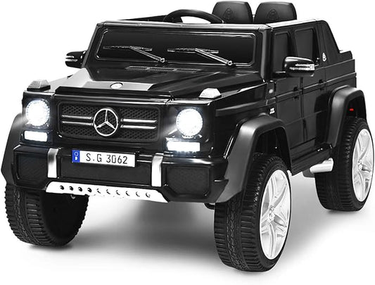 Costzon Ride on Car, Licensed Mercedes-Benz Maybach, 12V Battery Powered Vehicle Toy w/ 2 Motors, Remote Control, 3 Speeds, Lights, Horn, Music, Aux, Storage, Truck, Electric Car for Kids (Black)-CubbioJoy