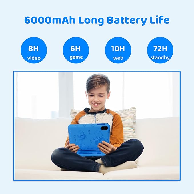 2025 Upgraded Android 14 Tablet, 10inch Kids Tablet, Octa-core CPU, 10GB+64GB+1TB Expand Tablets for Kids with Kids Space, Parental Control, 6000mAh Big Battery, HD Touchscreen Display Tableta-CubbioJoy