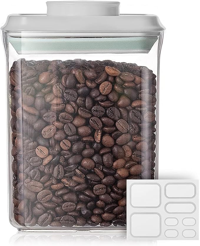 Ankou Food Airtight Containers (1500ml) 1.5 Qt Pop Up Food Formula Container With Lids, Bpa-Free One Button Open Stackable Container for Coffee Tea Brown Sugar Cereals - 8 Labels - Clear-CubbioJoy
