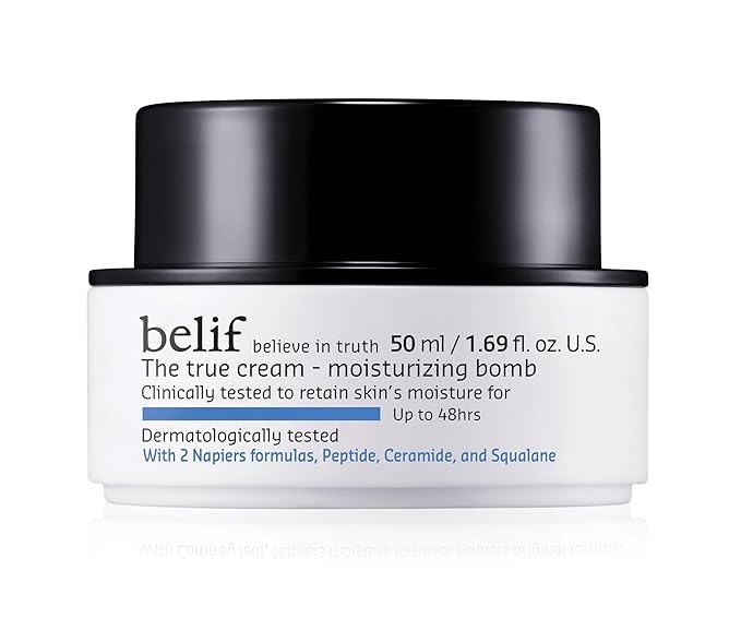 belif Moisturizing Bomb – Daily Ceramide Moisturizer with Peptide & Squalane, 48hr Hydration & Anti-Aging Cream, Milky & Lightweight, Restores Skin Barrier, Korean Skincare, 1.68 fl oz (50ml)-CubbioJoy