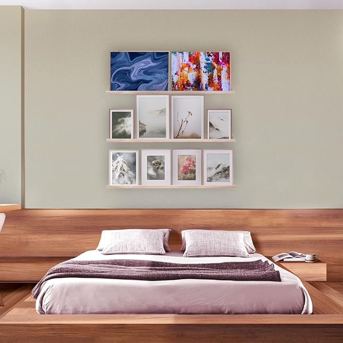 AZSKY 36 Inch Floating Shelves,Wall-Mounted Photo Ledge Shelves Set of 3,Natural Wood Shelves for Display Items What You Want,3 Same Sizes-CubbioJoy