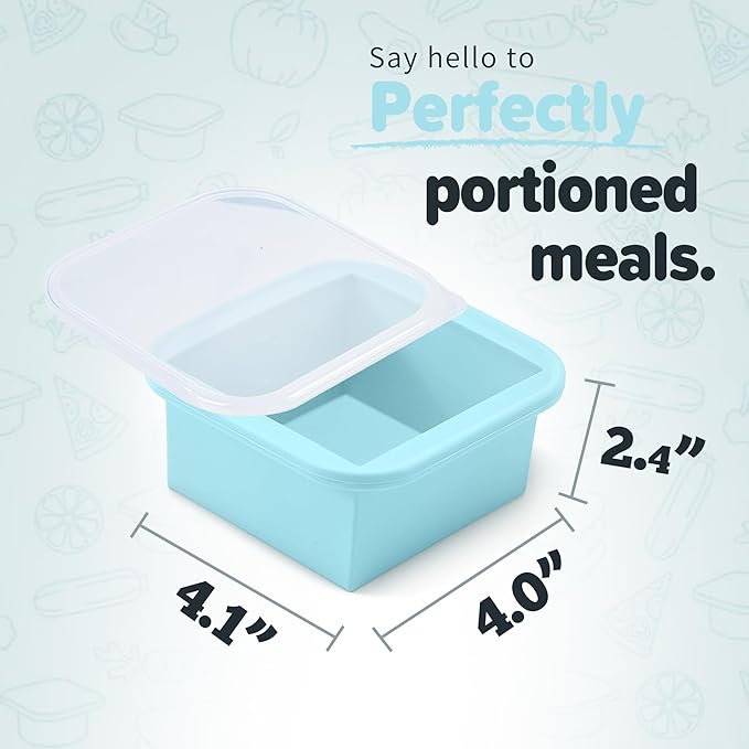 2-Cup Silicone Freezer Trays with Lids – Perfect for Meal Prep, Portion Control, and Easy Freezing-Meal Prep Container Molds for Soup,Leftovers (Aqua, 4 Pack)-CubbioJoy