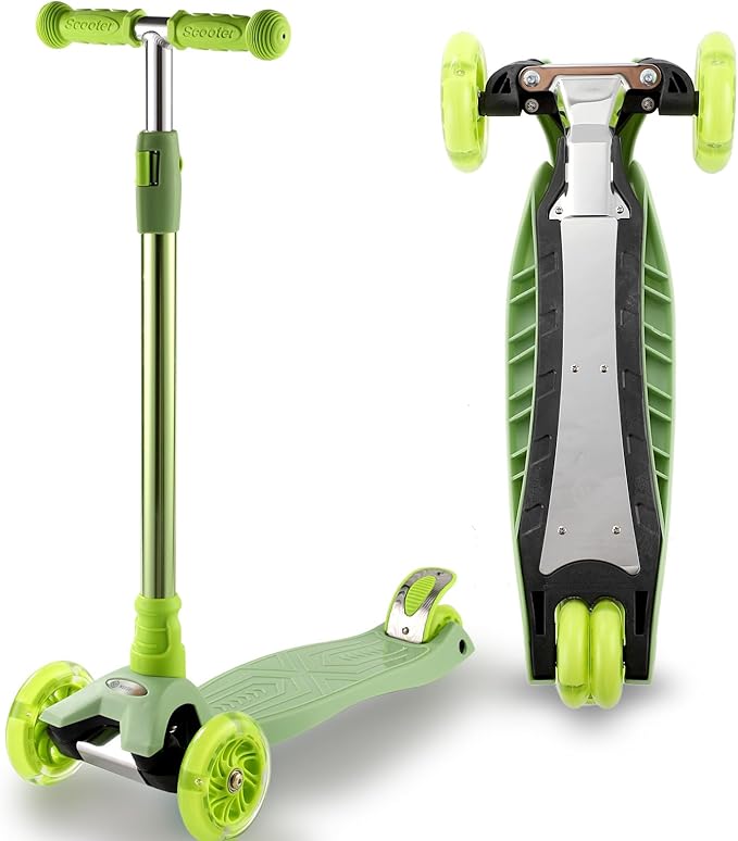 3 Wheel Scooter for Kids Ages 6-12,Kids Scooter with Light Up Wheels, Sturdy Deck Design, and 4 Height Adjustable Suitable for Kid Ages 3-12-CubbioJoy