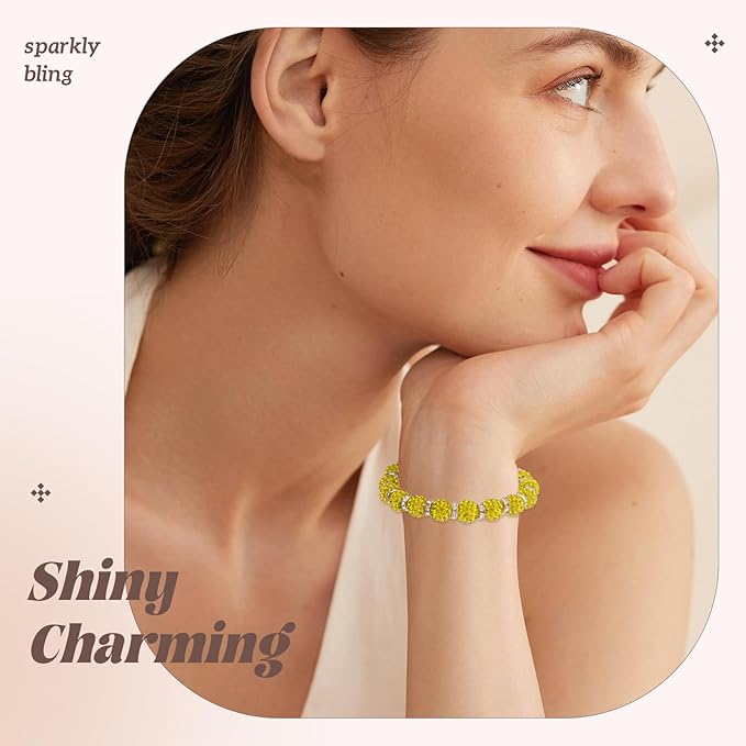 160pcs 10mm Rhinestone Beads for Jewelry Making, Yellow Shiny Round Disco Ball Beads Bulk, Sparkle Crystal Clay Christmas for Bracelet Baseball Necklace Earring Crafting and DIY-CubbioJoy