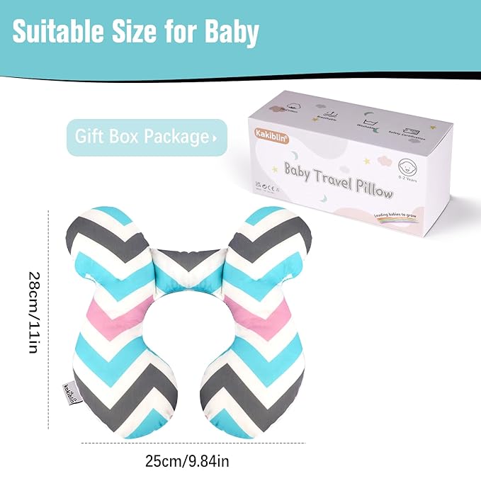 KAKIBLIN Baby Head Pillow,Support Pillow, Baby Travel Pillow for Head and Neck, Babies Neck Pillows for Car Seat,Pushchair,Travel(Wave)-CubbioJoy