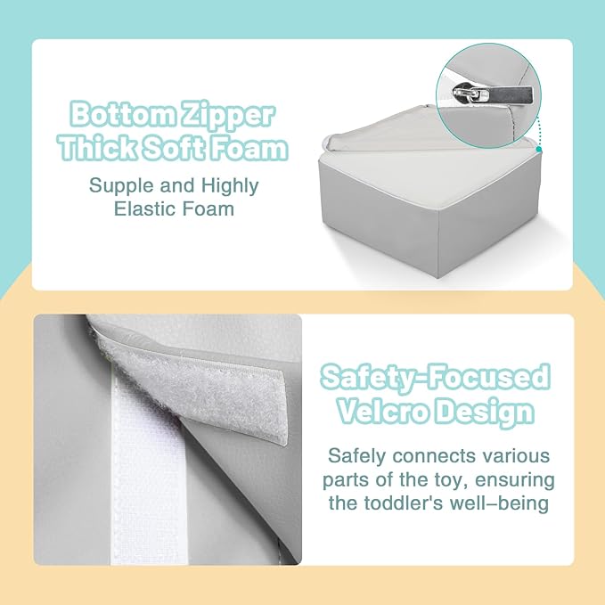 6-Piece Soft PU Leather Toddlers Climbing Toys, Baby Foam Climbing Blocks for Kids 3, Baby Climbing Structures Play Gym for Toddlers, Indoor Climb and Crawl Activity Play Set-CubbioJoy