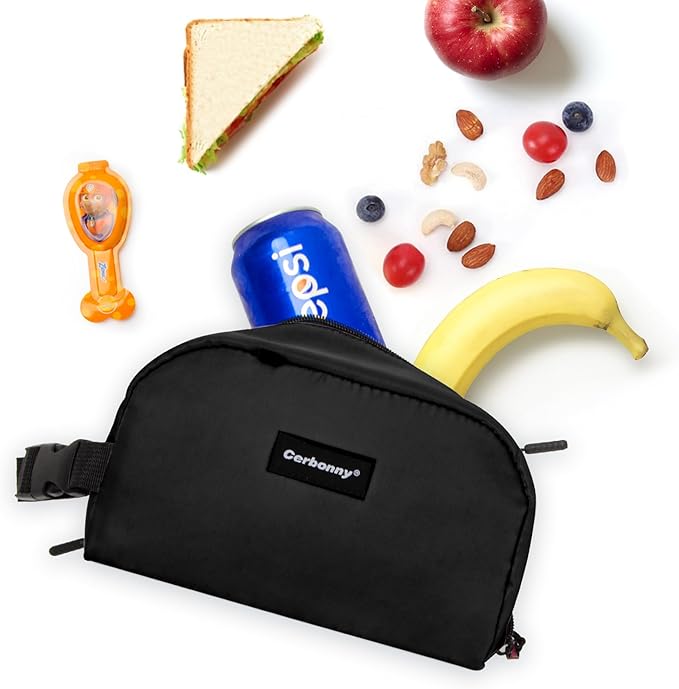 CERBONNY Small Cooler Bag Freezable Lunch for Work School Travel,Leak-proof Bag,Small Insulated For Kids/Adults,Freezer Bags,Freezable Snack Bag,Mini Fit Yogurt Black-CubbioJoy